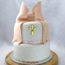 Religious Cakes - Christening Cake - Large Bow (D,V, 3L)